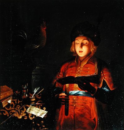 Ein junger Sänger (Junger Mann mit einer Kerze) 1681 von Michel Gobin